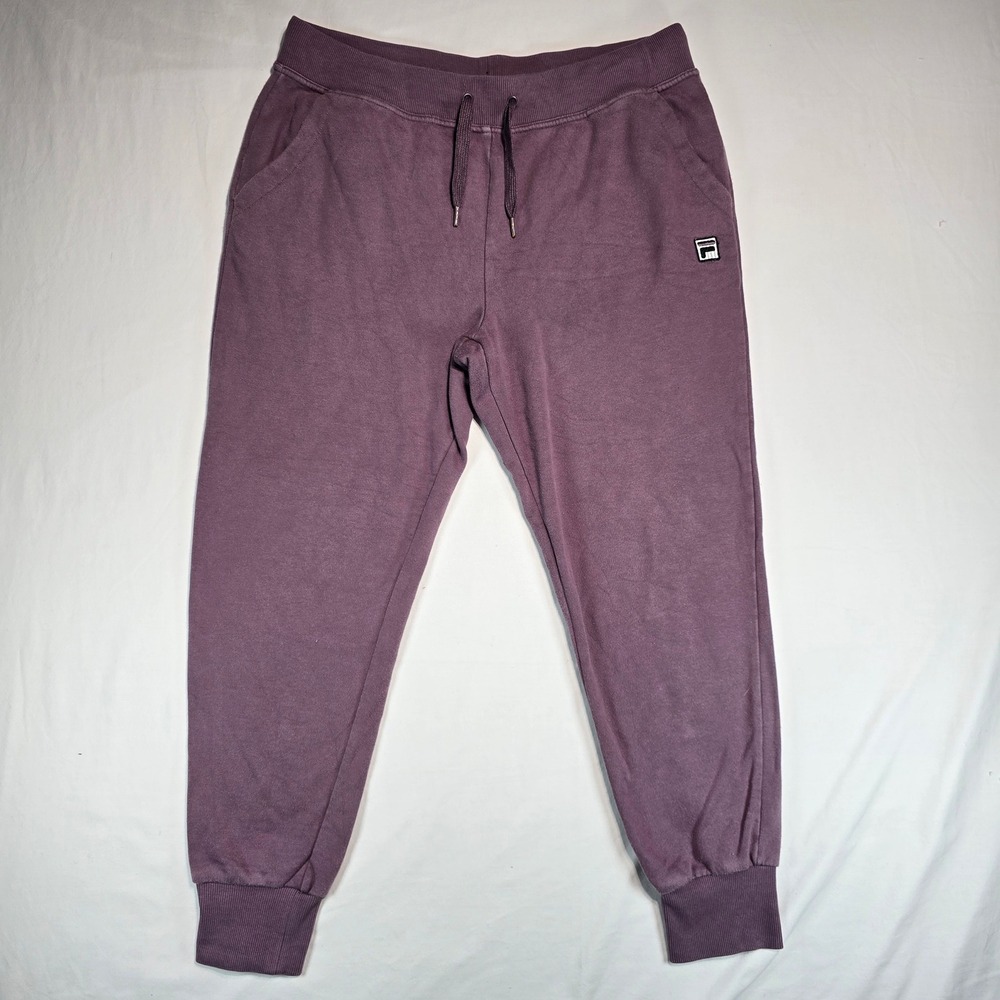 Fila Mens Jogger Sweatpants Purple Cotton Blend French Terry Size Large